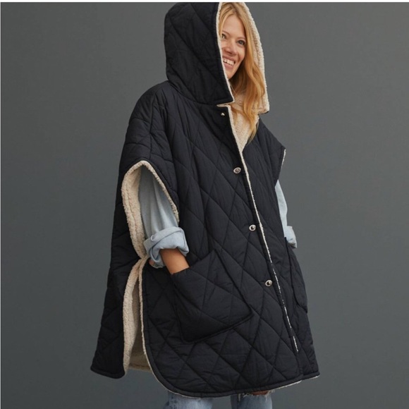 Anthropologie Jackets & Blazers - Anthropologie Faux Fur-Lined Quilted Cape